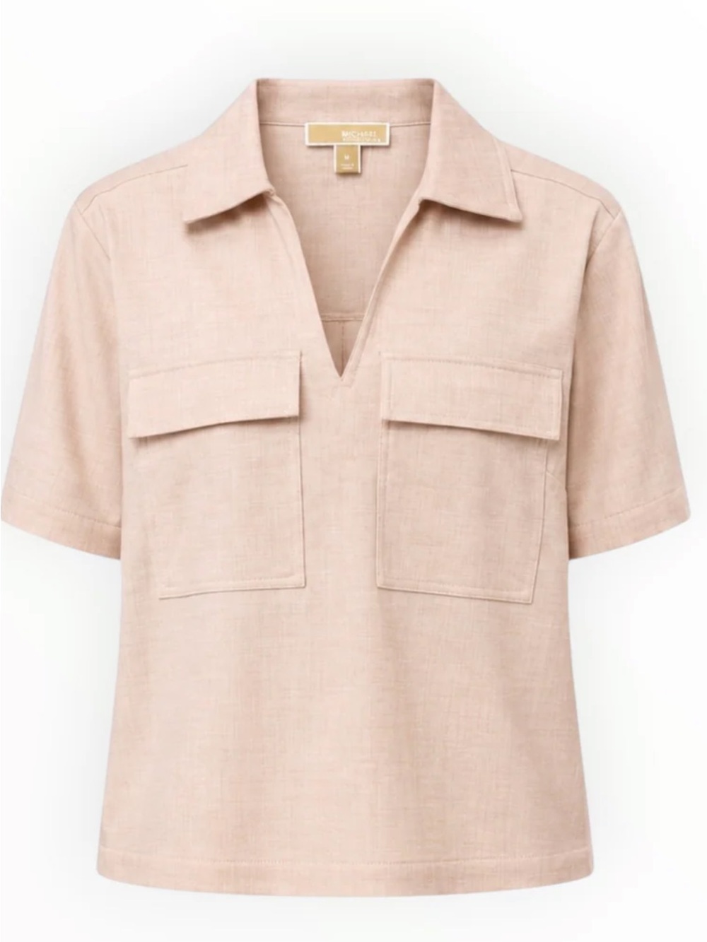 NWT Michael Kors Cropped Utility Shirt - Light Brushed Pink